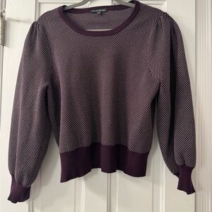 Adrianna Papell Purple and White Crew Neck Sweater